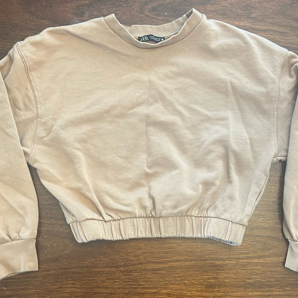 Zara Beige Ribbed Top - Picture 1 of 2